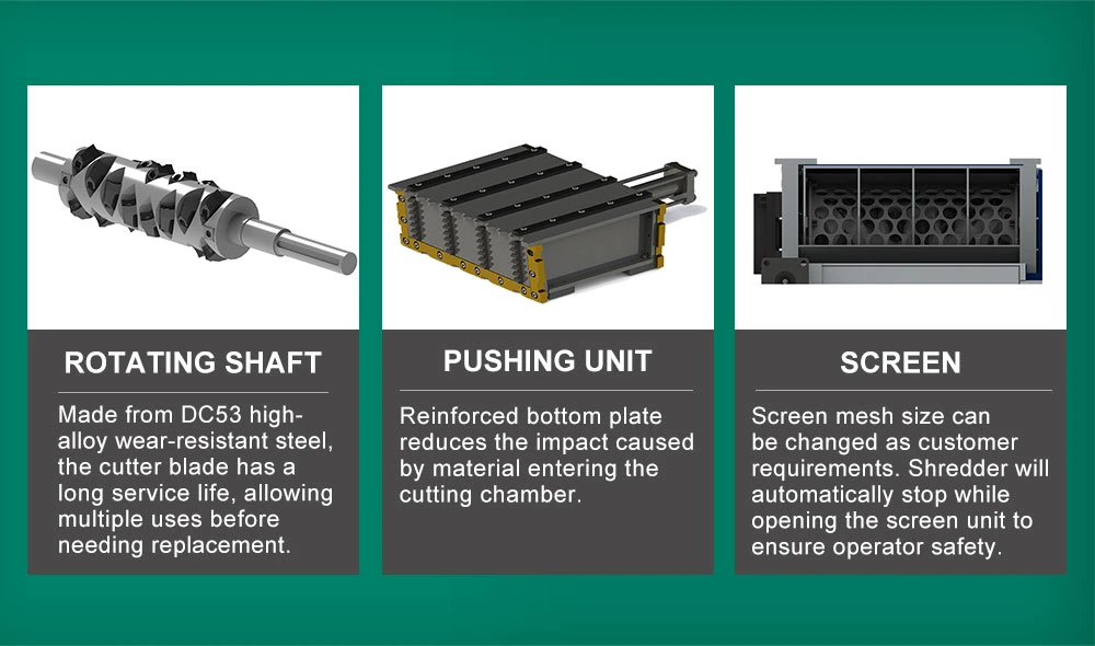 Durable Sinlge Shaft Plastic Rubber Carton Film Shredder Machine High Safety Factor